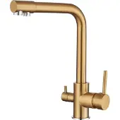 BieTal Wasserhahn Küche BT-301 3-Wege L-Auslauf Küchen Mischbatterie Gold