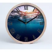 Tulup Holzuhr 25fi cm wanduhr - schwarze Spitzen - Unterwasserwelt