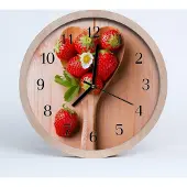 Tulup Holzuhr 30fi cm wanduhr - Erdbeer-Frucht