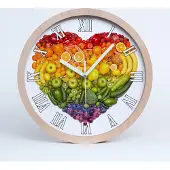 Tulup Holzuhr 25fi cm wanduhr - weiße Spitzen - Gemüse Herz