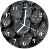 Tulup Glasuhr Wanduhr Küchenuhr Echt-Glas 30fi cm Steine Wasser schwarz