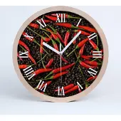 Tulup Holzuhr 30fi cm wanduhr - weiße Spitzen - Peperoni
