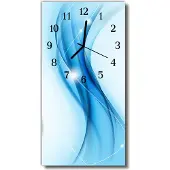 Tulup Glasuhr Wanduhr Küchenuhr Echt-Glas 30x60 Muster Blau