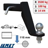 Lemet AHK 2-Zoll Einschub US-Adapter abgesenkt für Chrysler Grand Voyager III 96-00