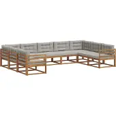 vidaXL Outdoor-Sofagarnitur 9 stk. Natürlich und Hellgrau