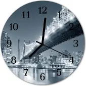 Tulup Glasuhr Wanduhr Küchenuhr Echt-Glas 30fi cm Brücke grau
