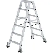 Proregal Stufen-Stehleiter beidseitig begehbar mit Rollen 2x6 Stufen