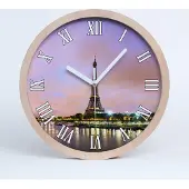 Tulup Holzuhr 25fi cm wanduhr - weiße Spitzen - Eiffelturm Paris