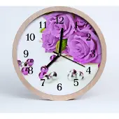 Tulup Holzuhr 30fi cm wanduhr - Rosen Blumen