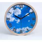 Tulup Holzuhr 20fi cm wanduhr - schwarze Spitzen - Wolken im Himmel