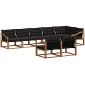 vidaXL Outdoor-Sofagarnitur 8 Stk. Natürlich und Schwarz