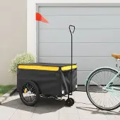 vidaXL Möbel Fahrradanhänger Schwarz und Gelb 45 kg Eisen - Fahrradanhänger &47830
