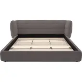 Vente-unique Bett 160 x 200 cm mit Kopfteil mit Seitenteilen - Bukla - Grau - LARUMO by Maison Céphy