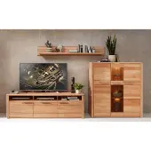 Lomadox TV-Lowboard, Wandboard, Highboard, Beleuchtung, Fronten Kernbuche massiv NEWTON-36
