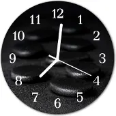 Tulup Glasuhr Wanduhr Küchenuhr Echt-Glas 30fi cm Zen Steine schwarz