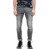 QS Slim-fit-Jeans , Herren, Gr. 31, Länge 34, grau (grau washed), Denim/Jeans, Obermaterial: 99% Baumwolle, 1% Elasthan, unifarben, slim fit knöchellang, Jeans Slim-fit-Jeans, im Five-Pocket Style