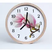 Tulup Holzuhr 30fi cm wanduhr - Magnolia Blume Blumen