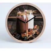 Tulup Holzuhr 25fi cm wanduhr - schwarze Spitzen - Cocktails in Gläsern