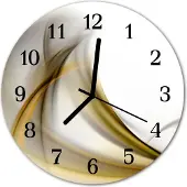 Tulup Glasuhr Wanduhr Küchenuhr Echt-Glas 30fi cm Abstrakte Linien gelb schwarz