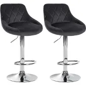 CLP 2er Set Barhocker Lazio Samt chrom dunkelgrau