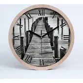 Tulup Holzuhr 20fi cm wanduhr - schwarze Spitzen - Holzsteg