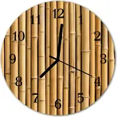 Tulup Glasuhr Wanduhr Küchenuhr Echt-Glas 30fi cm Bambus braun