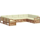 vidaXL Outdoor-Sofagarnitur 9 Stk. Natur und Creme Massivholz Akazie