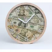 Tulup Holzuhr 20fi cm wanduhr - weiße Spitzen - Dollar-Banknoten