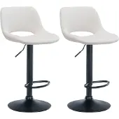 CLP 2er Set Barhocker Camden Samt drehbar und höhenverstellbar creme Material Gestell Metall matt schwarz