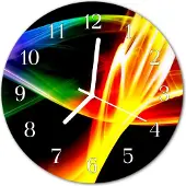 Tulup Glasuhr Wanduhr Küchenuhr Echt-Glas 30fi cm Abstrakt schwarz