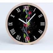 Tulup Holzuhr 25fi cm wanduhr - weiße Spitzen - Kirschen