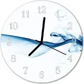 Tulup Glasuhr Wanduhr Küchenuhr Echt-Glas 30fi cm Abstrakter Rauch blau