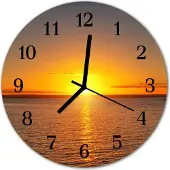 Tulup Glasuhr Wanduhr Küchenuhr Echt-Glas 30fi cm Sonnenuntergang orange