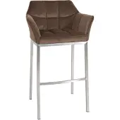 CLP Barhocker Damaso E Samt mit 4-Fuß Gestell braun