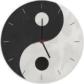 Speecheese Wanduhr Yin und Yang aus Aluminium, ca. 28 cm, sehr leise, U.T.S. Uhrwerk