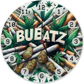 Speecheese Marihuana Kiffer Wanduhr aus Alu mit Spruch Bubatz