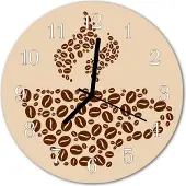 Tulup Glasuhr Wanduhr Küchenuhr Echt-Glas 30fi cm Kaffee braun