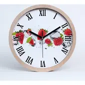 Tulup Holzuhr 30fi cm wanduhr - schwarze Spitzen - Erdbeeren und Wasser