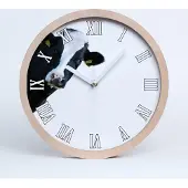 Tulup Holzuhr 30fi cm wanduhr - weiße Spitzen - Kuh