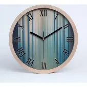 Tulup Holzuhr 25fi cm wanduhr - schwarze Spitzen - Blaue Streifen