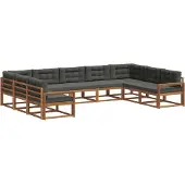 vidaXL Outdoor-Sofagarnitur 9 stk. Natur und Anthrazit