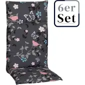 Green Spirit 6er Set Hochlehner Auflage »Bregenz«, Motiv - Blume, grau
