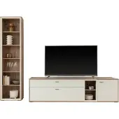 Lomadox Wohnwand in Eiche und weiß modern, 2-teilig - SAGUNTO-05