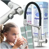 ARI 3-Wege Küchenarmatur Flexible mit Wasserfilter-Anschluss, herausziehbare Brause, 360° schwenkbar, getrennte Wasserwege, Keramikkartusche Inox