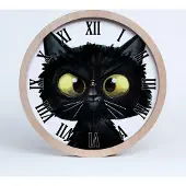 Tulup Holzuhr 30fi cm wanduhr - schwarze Spitzen - Abbildung einer Katze