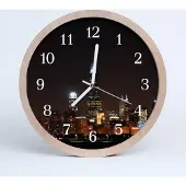 Tulup Holzuhr 30fi cm wanduhr - City-Nacht-Stadt