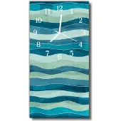 Tulup Glasuhr Wanduhr Küchenuhr Echt-Glas 30x60 Wellen Blau