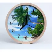 Tulup Holzuhr 30fi cm wanduhr - Palmen Blumen
