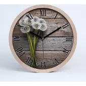 Tulup Holzuhr 25fi cm wanduhr - schwarze Spitzen - Holz Löwenzahn