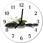 Tulup Glasuhr Wanduhr Küchenuhr Echt-Glas 30fi cm Zen Steine schwarz